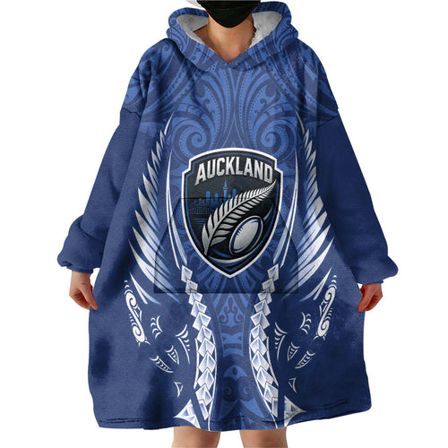 Auckland 2026 Rugby Custom Wearable Blanket Hoodie NZ Maori Silver Fern