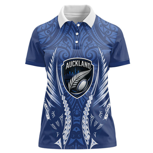 Auckland 2026 Rugby Custom Women Polo Shirt NZ Maori Silver Fern