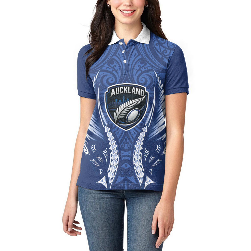 Auckland 2026 Rugby Custom Women Polo Shirt NZ Maori Silver Fern