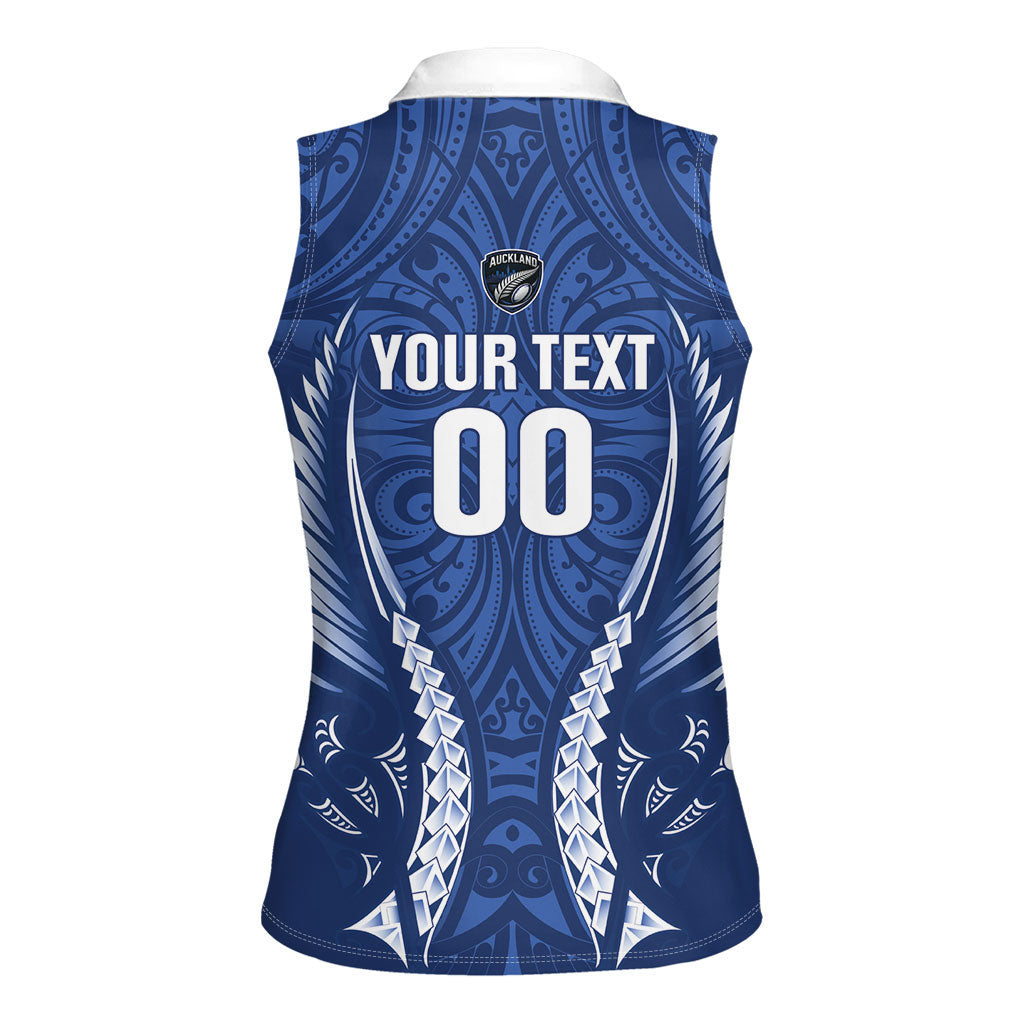 Auckland 2026 Rugby Custom Women Sleeveless Polo Shirt NZ Maori Silver Fern