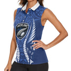 Auckland 2026 Rugby Custom Women Sleeveless Polo Shirt NZ Maori Silver Fern