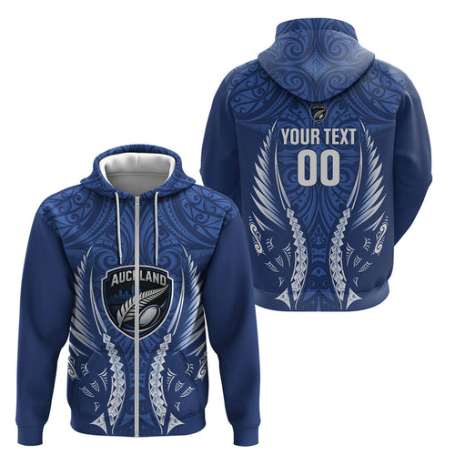 Auckland 2026 Rugby Custom Zip Hoodie NZ Maori Silver Fern