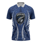 Auckland 2026 Rugby Custom Zipper Polo Shirt NZ Maori Silver Fern