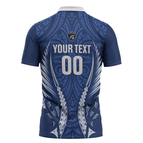 Auckland 2026 Rugby Custom Zipper Polo Shirt NZ Maori Silver Fern