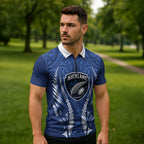 Auckland 2026 Rugby Custom Zipper Polo Shirt NZ Maori Silver Fern