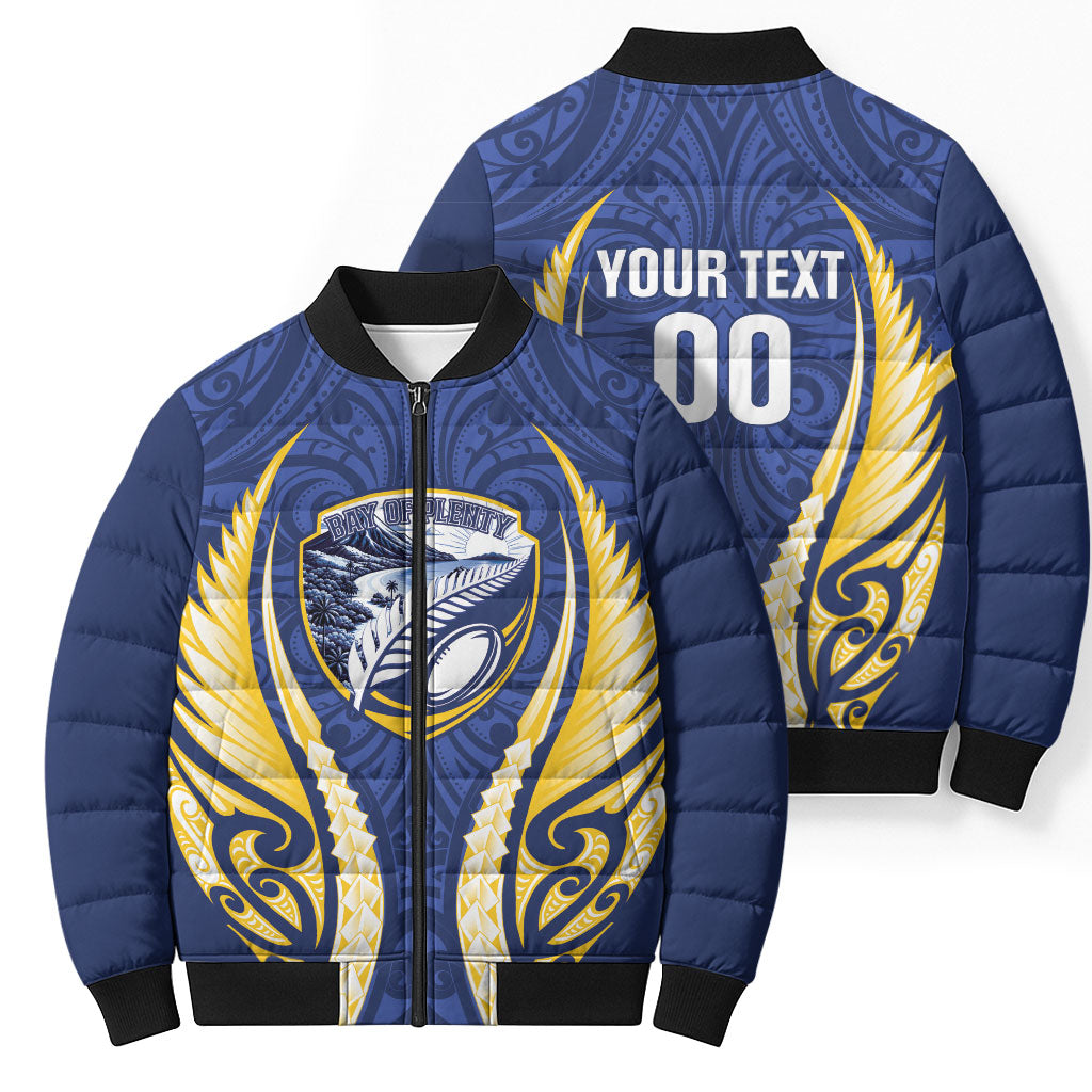 Bay of Plenty 2026 Rugby Custom Bomber Puffer Jacket NZ Maori Silver Fern