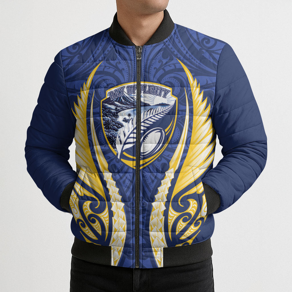 Bay of Plenty 2026 Rugby Custom Bomber Puffer Jacket NZ Maori Silver Fern