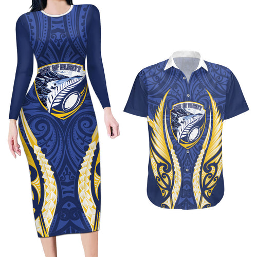Bay of Plenty 2026 Rugby Custom Couples Matching Long Sleeve Bodycon Dress and Hawaiian Shirt NZ Maori Silver Fern