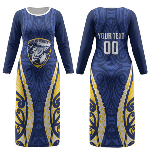 Bay of Plenty 2026 Rugby Custom Couples Matching Long Sleeve Bodycon Dress and Hawaiian Shirt NZ Maori Silver Fern LT14
