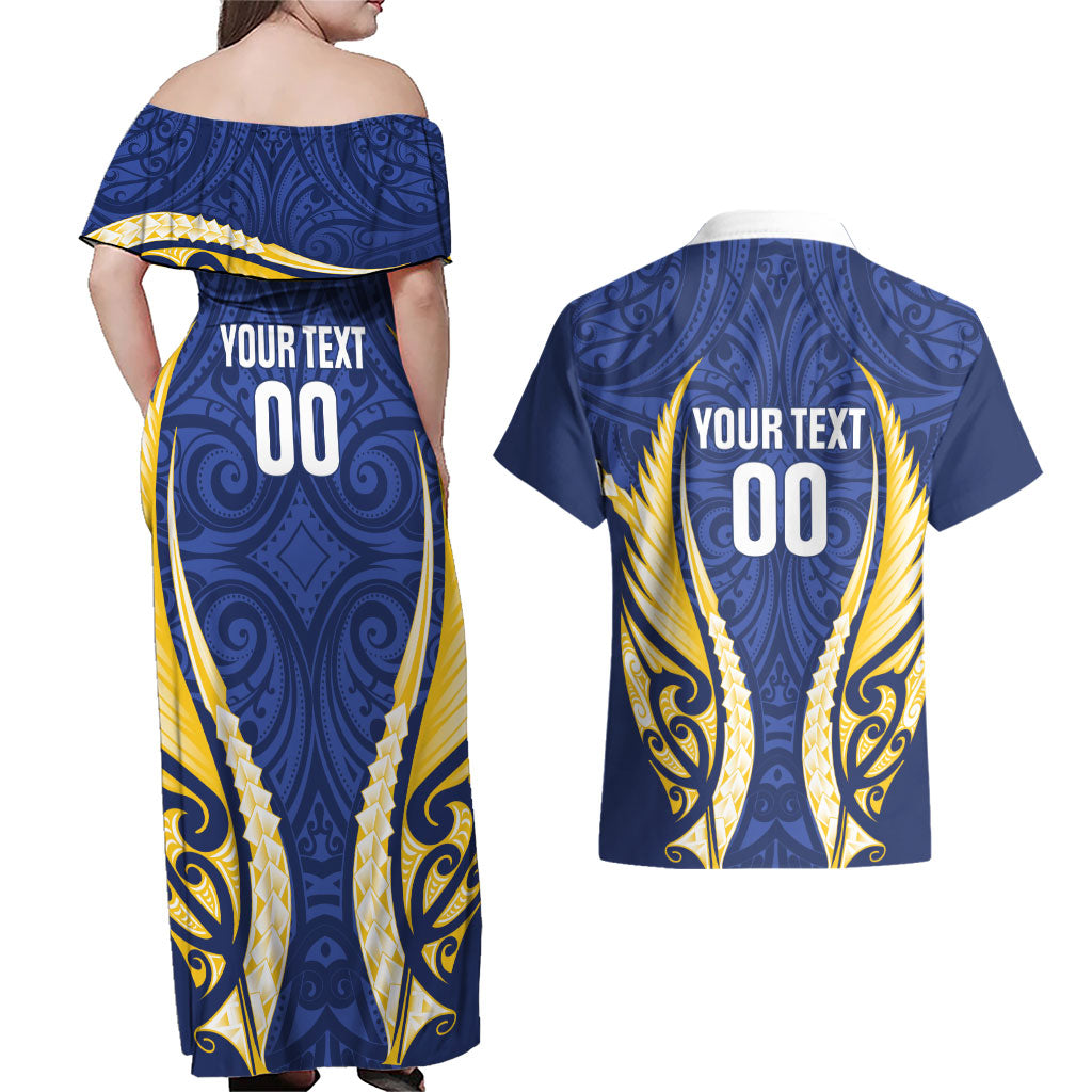 Bay of Plenty 2026 Rugby Custom Couples Matching Off Shoulder Maxi Dress and Hawaiian Shirt NZ Maori Silver Fern