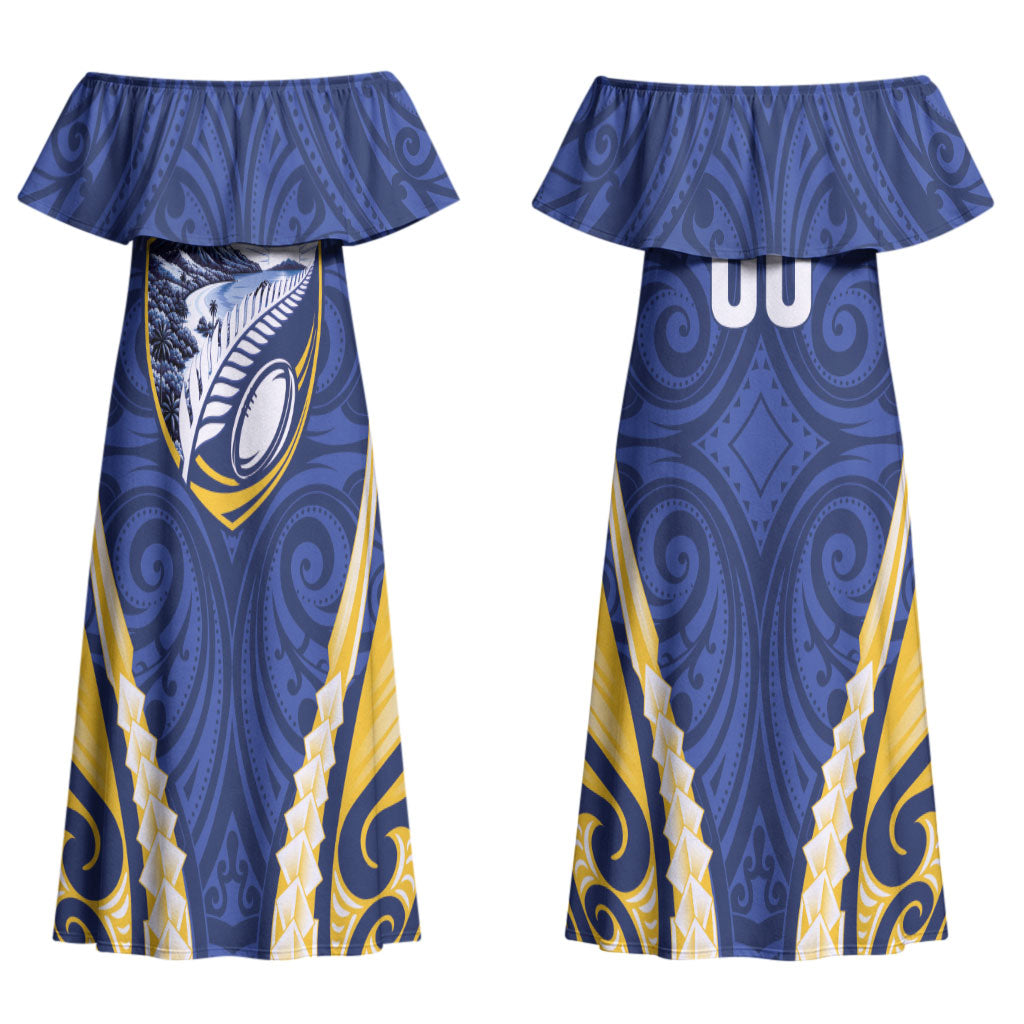 Bay of Plenty 2026 Rugby Custom Couples Matching Off Shoulder Maxi Dress and Hawaiian Shirt NZ Maori Silver Fern LT14