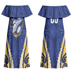 Bay of Plenty 2026 Rugby Custom Couples Matching Off Shoulder Maxi Dress and Hawaiian Shirt NZ Maori Silver Fern LT14