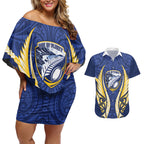 Bay of Plenty 2026 Rugby Custom Couples Matching Off Shoulder Short Dress and Hawaiian Shirt NZ Maori Silver Fern