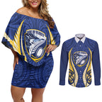 Bay of Plenty 2026 Rugby Custom Couples Matching Off Shoulder Short Dress and Long Sleeve Button Shirt NZ Maori Silver Fern