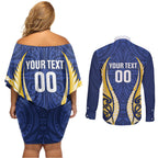 Bay of Plenty 2026 Rugby Custom Couples Matching Off Shoulder Short Dress and Long Sleeve Button Shirt NZ Maori Silver Fern