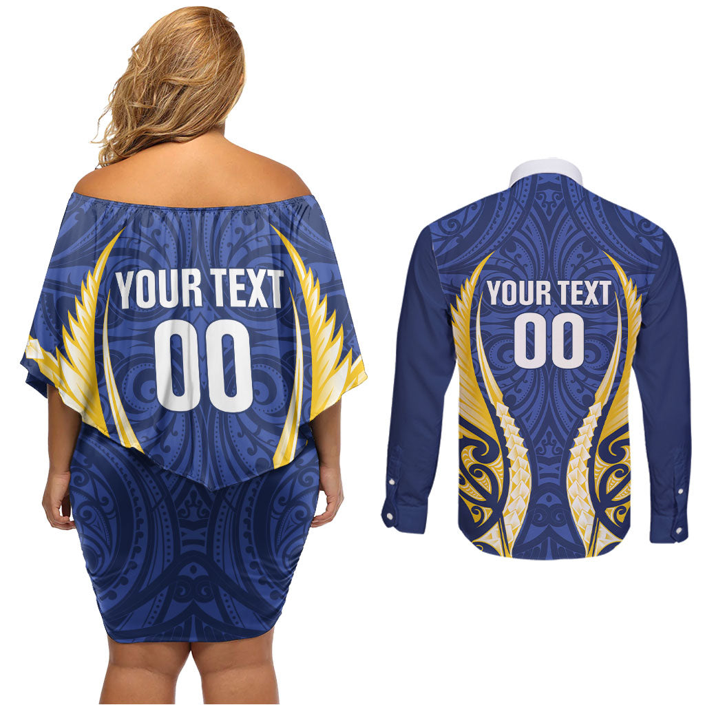 Bay of Plenty 2026 Rugby Custom Couples Matching Off Shoulder Short Dress and Long Sleeve Button Shirt NZ Maori Silver Fern