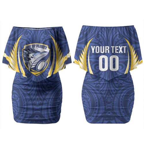Bay of Plenty 2026 Rugby Custom Couples Matching Off Shoulder Short Dress and Long Sleeve Button Shirt NZ Maori Silver Fern LT14