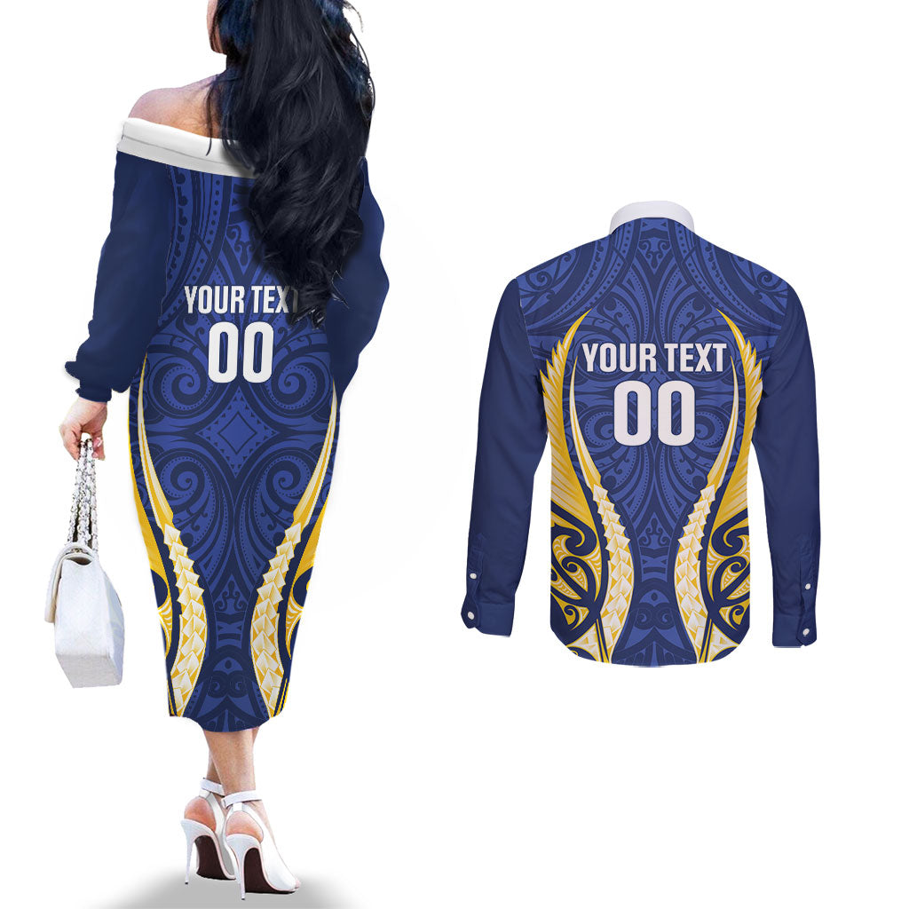 Bay of Plenty 2026 Rugby Custom Couples Matching Off The Shoulder Long Sleeve Dress and Long Sleeve Button Shirt NZ Maori Silver Fern
