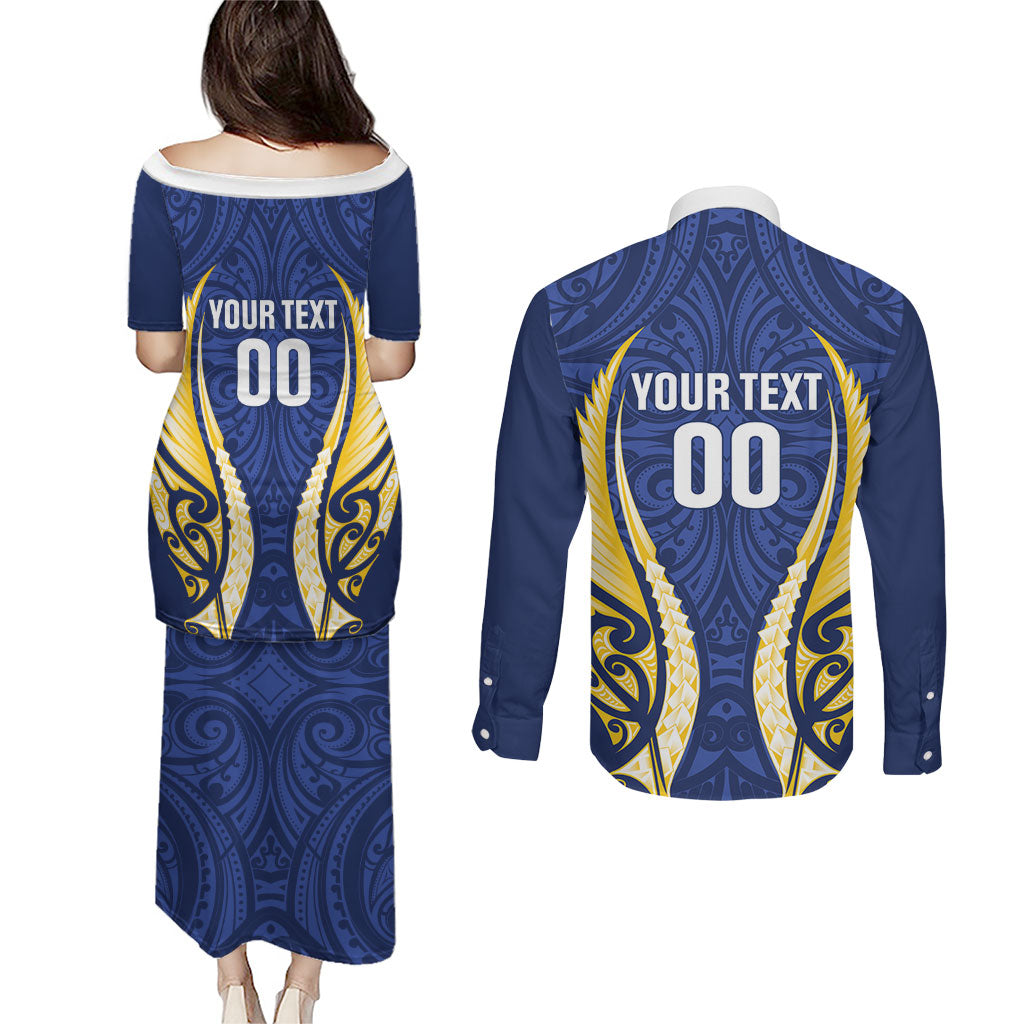 Bay of Plenty 2026 Rugby Custom Couples Matching Puletasi and Long Sleeve Button Shirt NZ Maori Silver Fern