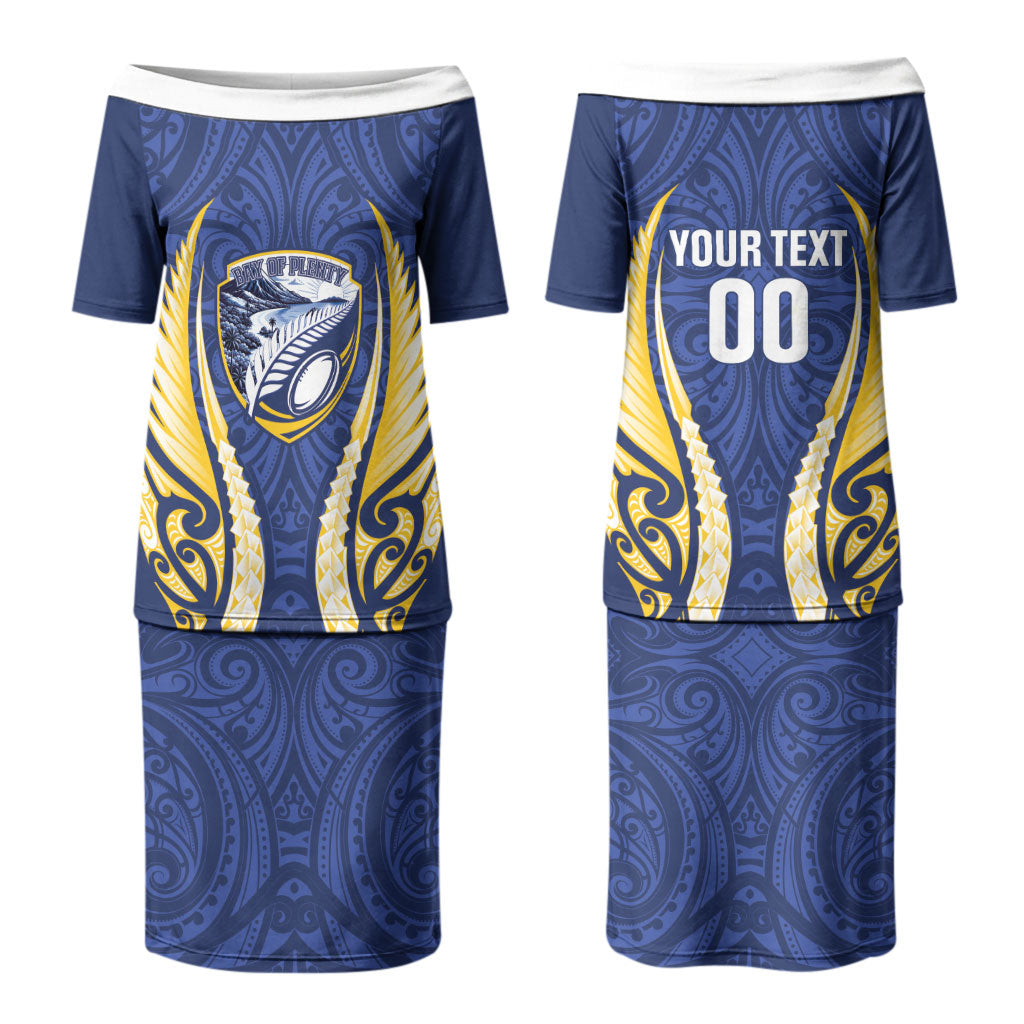 Bay of Plenty 2026 Rugby Custom Couples Matching Puletasi and Long Sleeve Button Shirt NZ Maori Silver Fern LT14