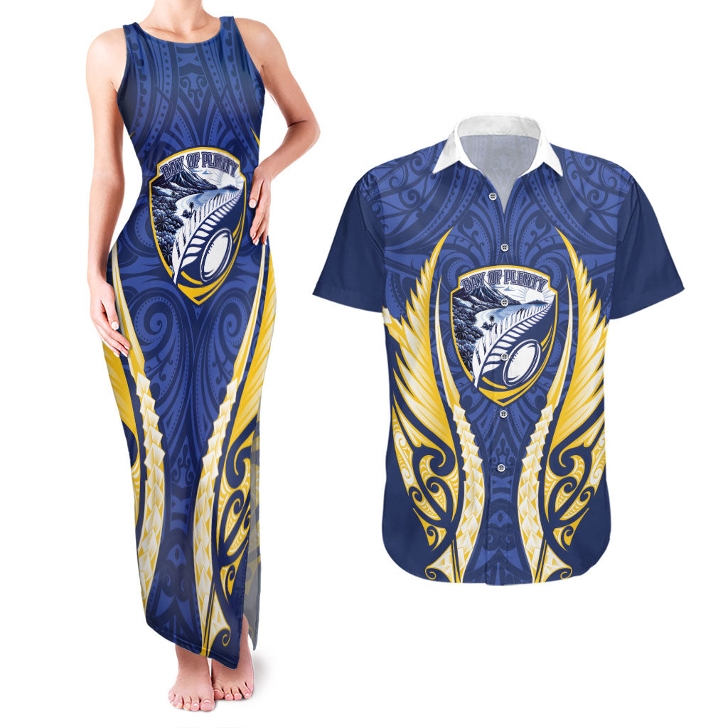 Bay of Plenty 2026 Rugby Custom Couples Matching Tank Maxi Dress and Hawaiian Shirt NZ Maori Silver Fern