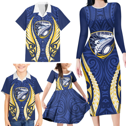 Bay of Plenty 2026 Rugby Custom Family Matching Long Sleeve Bodycon Dress and Hawaiian Shirt NZ Maori Silver Fern