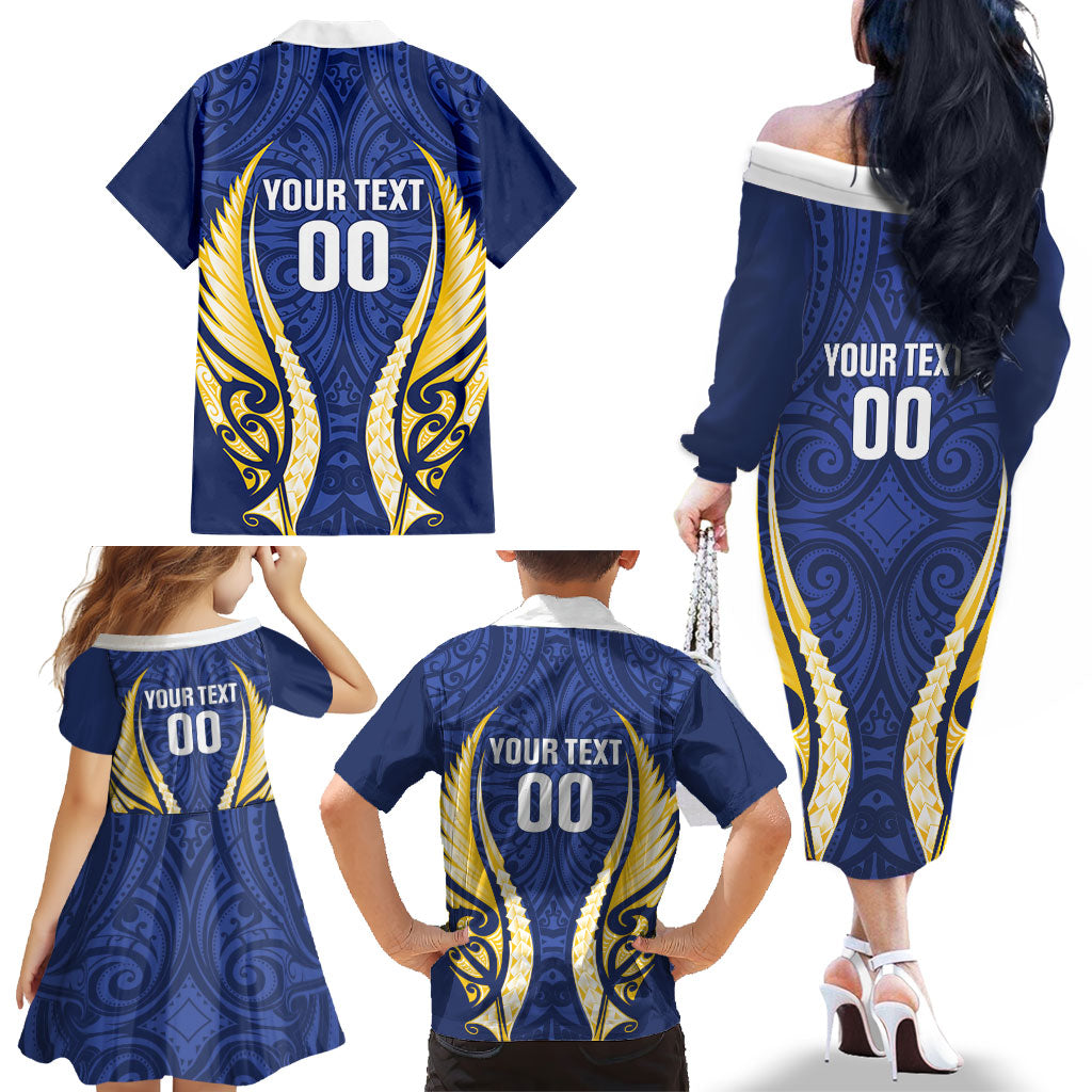 Bay of Plenty 2026 Rugby Custom Family Matching Off The Shoulder Long Sleeve Dress and Hawaiian Shirt NZ Maori Silver Fern