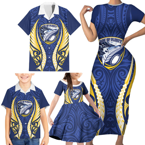 Bay of Plenty 2026 Rugby Custom Family Matching Short Sleeve Bodycon Dress and Hawaiian Shirt NZ Maori Silver Fern