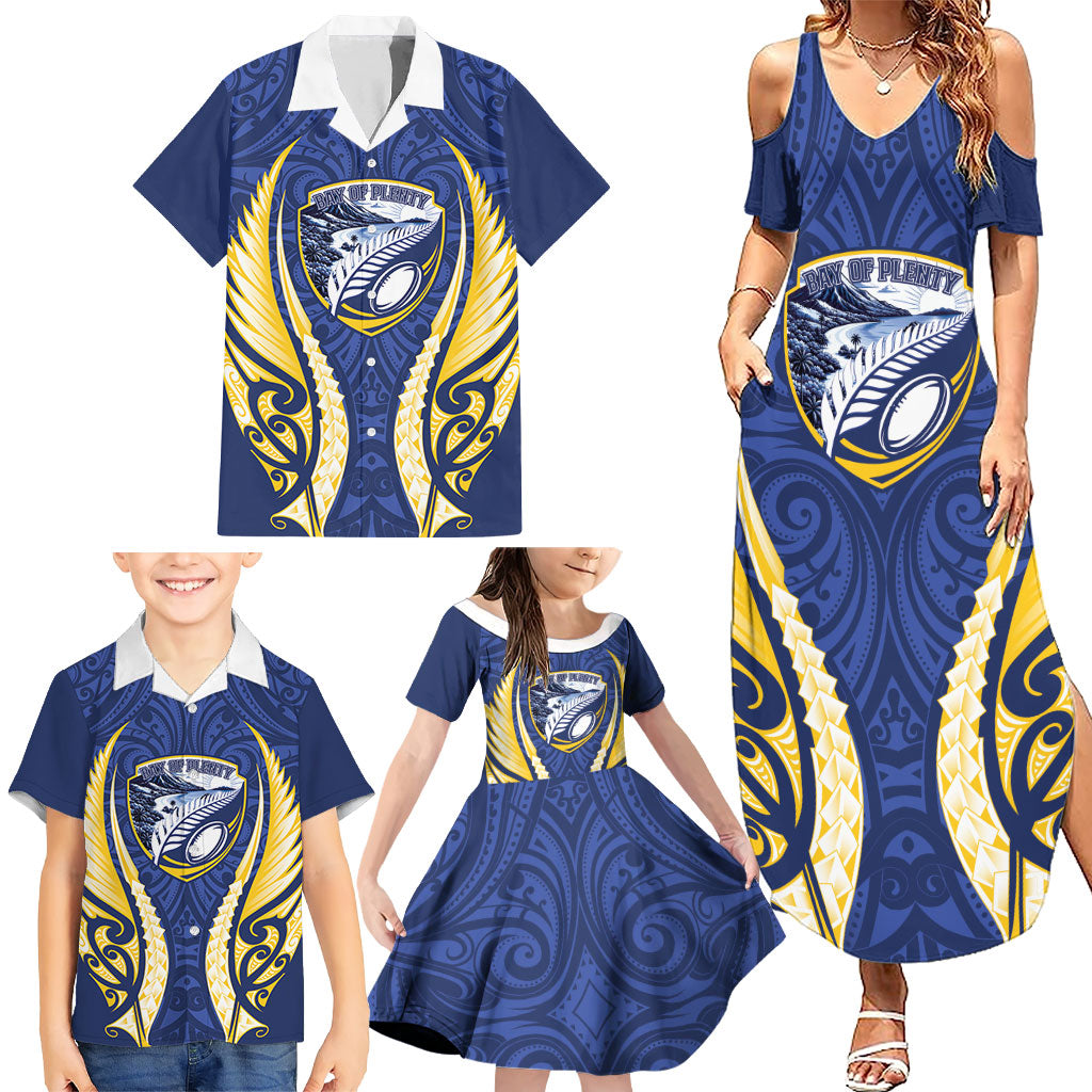 Bay of Plenty 2026 Rugby Custom Family Matching Summer Maxi Dress and Hawaiian Shirt NZ Maori Silver Fern