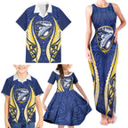 Bay of Plenty 2026 Rugby Custom Family Matching Tank Maxi Dress and Hawaiian Shirt NZ Maori Silver Fern