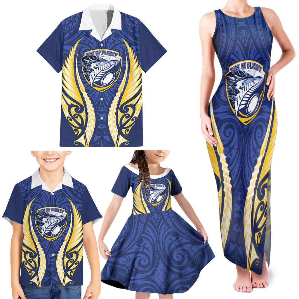 Bay of Plenty 2026 Rugby Custom Family Matching Tank Maxi Dress and Hawaiian Shirt NZ Maori Silver Fern