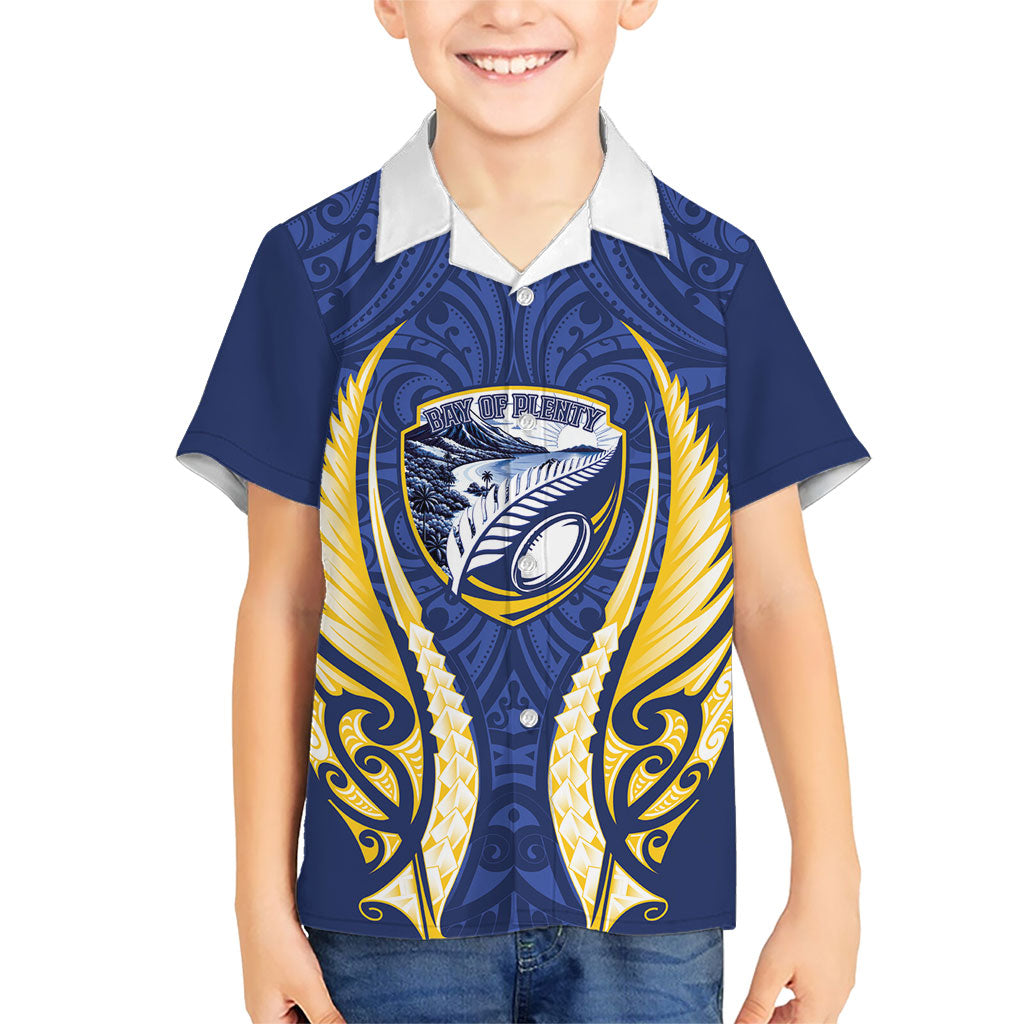 Bay of Plenty 2026 Rugby Custom Kid Hawaiian Shirt NZ Maori Silver Fern