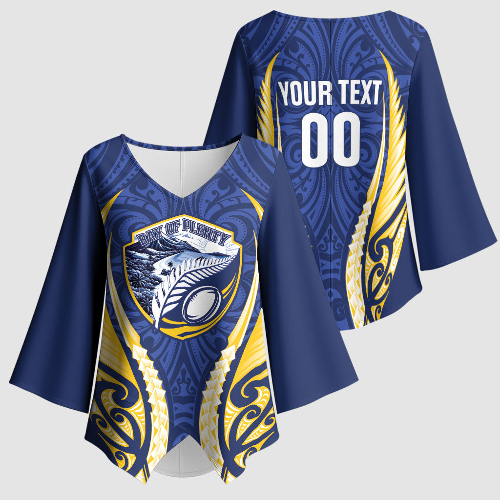 Bay of Plenty 2026 Rugby Custom Kimono Sleeve Blouse NZ Maori Silver Fern