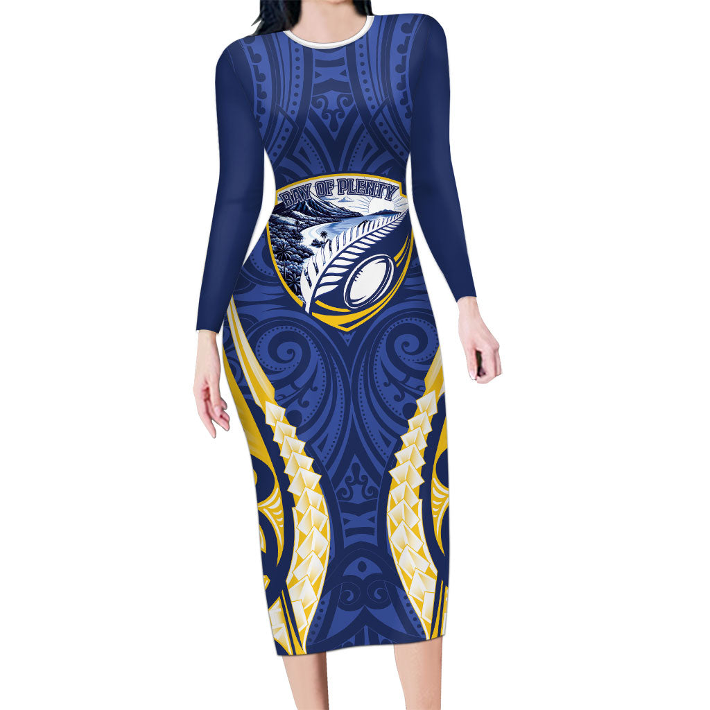 Bay of Plenty 2026 Rugby Custom Long Sleeve Bodycon Dress NZ Maori Silver Fern