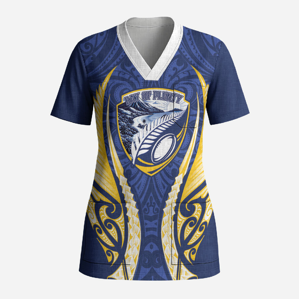 Bay of Plenty 2026 Rugby Custom Scrub Top NZ Maori Silver Fern