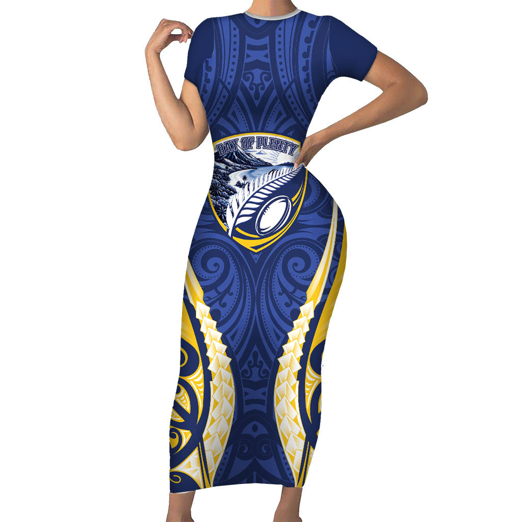 Bay of Plenty 2026 Rugby Custom Short Sleeve Bodycon Dress NZ Maori Silver Fern