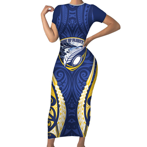 Bay of Plenty 2026 Rugby Custom Short Sleeve Bodycon Dress NZ Maori Silver Fern