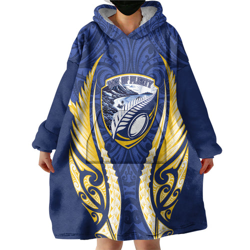 Bay of Plenty 2026 Rugby Custom Wearable Blanket Hoodie NZ Maori Silver Fern