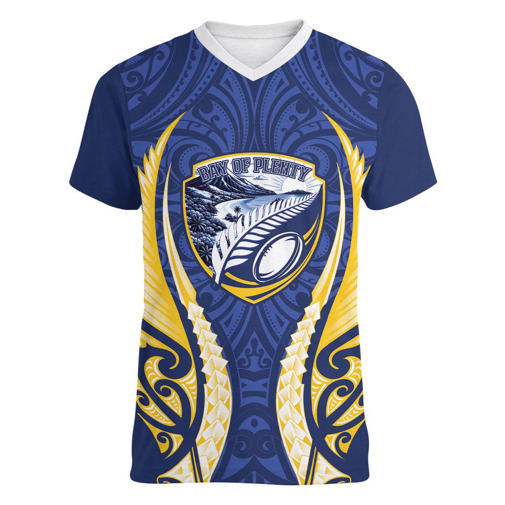 Bay of Plenty 2026 Rugby Custom Women V-Neck T-Shirt NZ Maori Silver Fern