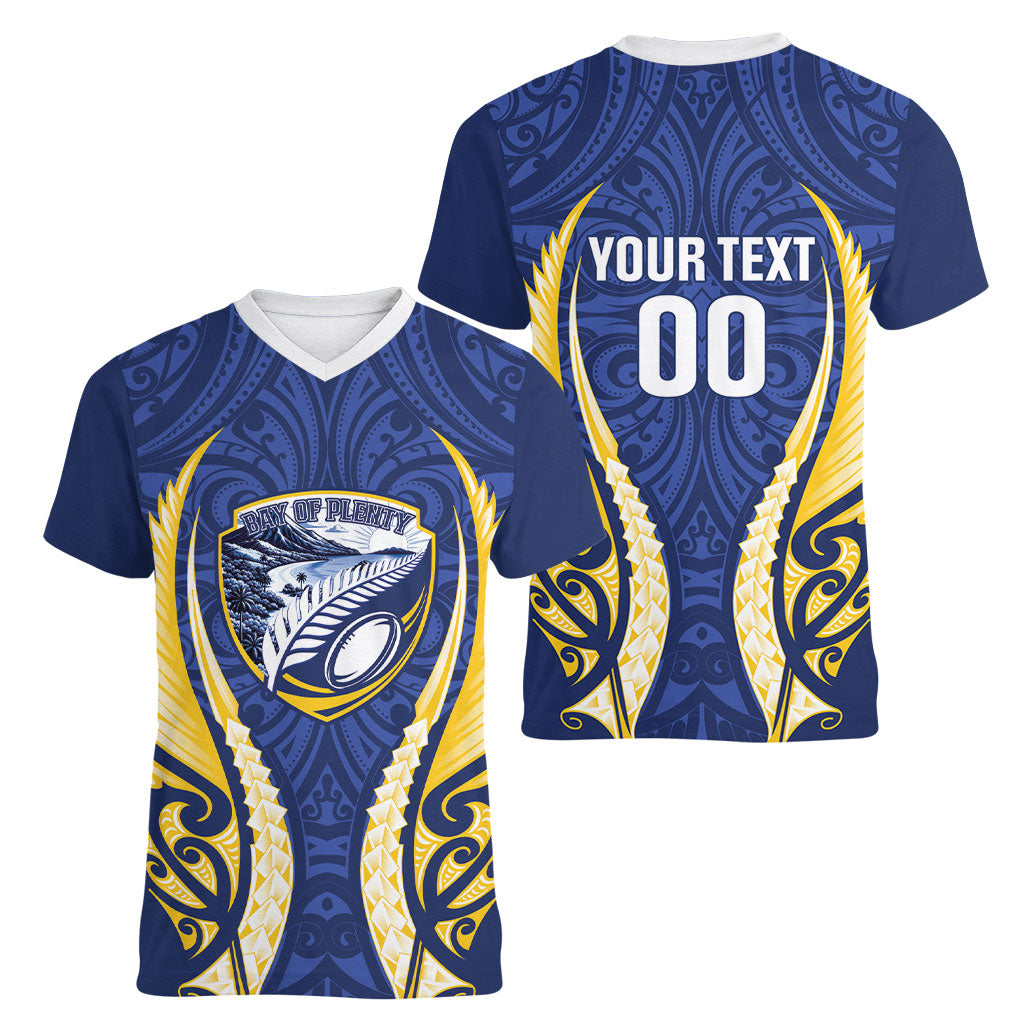 Bay of Plenty 2026 Rugby Custom Women V-Neck T-Shirt NZ Maori Silver Fern
