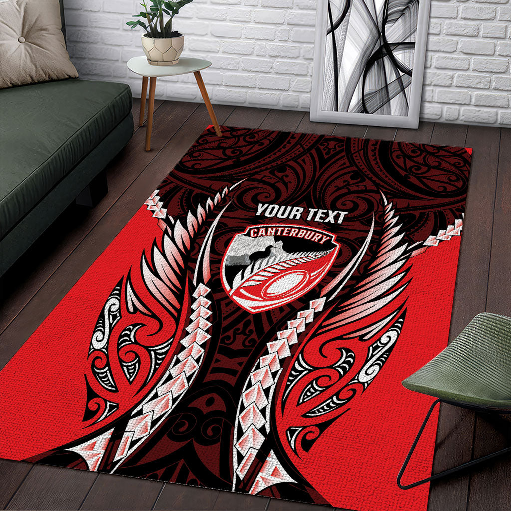 Canterbury 2026 Rugby Custom Area Rug NZ Maori Silver Fern