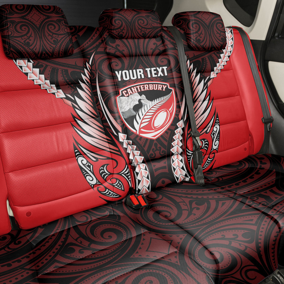 Canterbury 2026 Rugby Custom Back Car Seat Cover NZ Maori Silver Fern