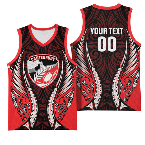 Canterbury 2026 Rugby Custom Basketball Jersey NZ Maori Silver Fern