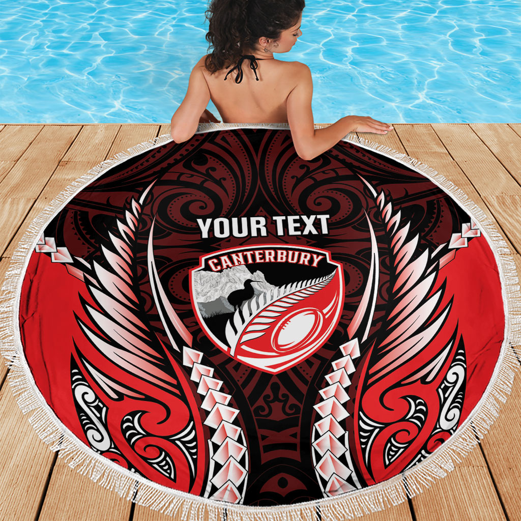 Canterbury 2026 Rugby Custom Beach Blanket NZ Maori Silver Fern