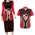 Canterbury 2026 Rugby Custom Couples Matching Long Sleeve Bodycon Dress and Hawaiian Shirt NZ Maori Silver Fern