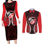 Canterbury 2026 Rugby Custom Couples Matching Long Sleeve Bodycon Dress and Long Sleeve Button Shirt NZ Maori Silver Fern