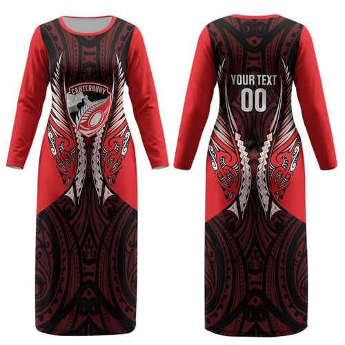 Canterbury 2026 Rugby Custom Couples Matching Long Sleeve Bodycon Dress and Long Sleeve Button Shirt NZ Maori Silver Fern LT14