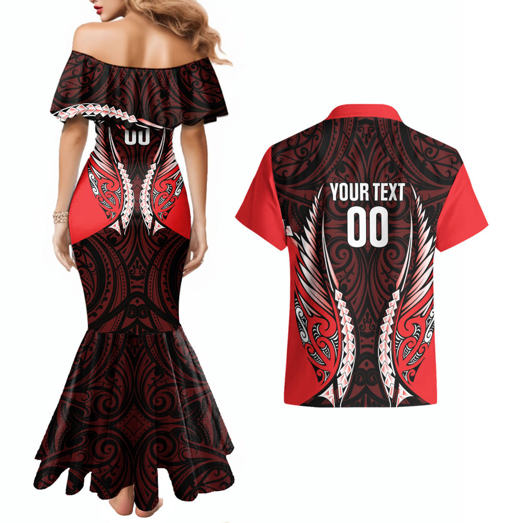 Canterbury 2026 Rugby Custom Couples Matching Mermaid Dress and Hawaiian Shirt NZ Maori Silver Fern