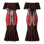 Canterbury 2026 Rugby Custom Couples Matching Mermaid Dress and Hawaiian Shirt NZ Maori Silver Fern LT14