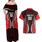 Canterbury 2026 Rugby Custom Couples Matching Off Shoulder Maxi Dress and Hawaiian Shirt NZ Maori Silver Fern